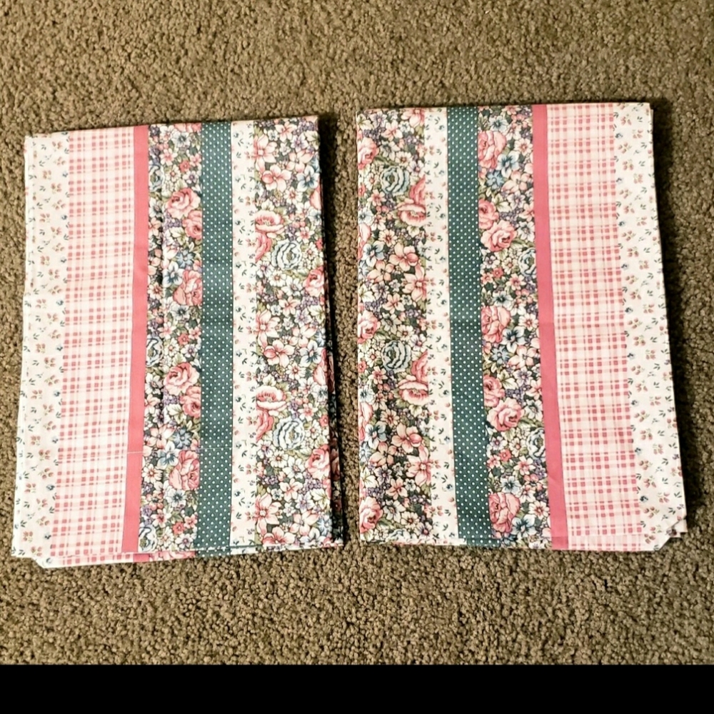 Vintage CANNON Set Of 2 Pillowcases Queen  Standart 100% Cotton Floral Pattern